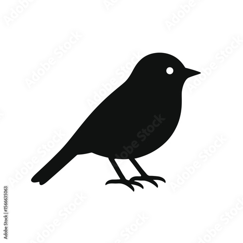 very simple flat and single minimalist Silent Bird Silhouettes in black on a white background