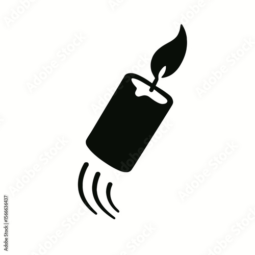 very simple flat and single minimalist Falling Candle Step Silhouettes in black on a white background