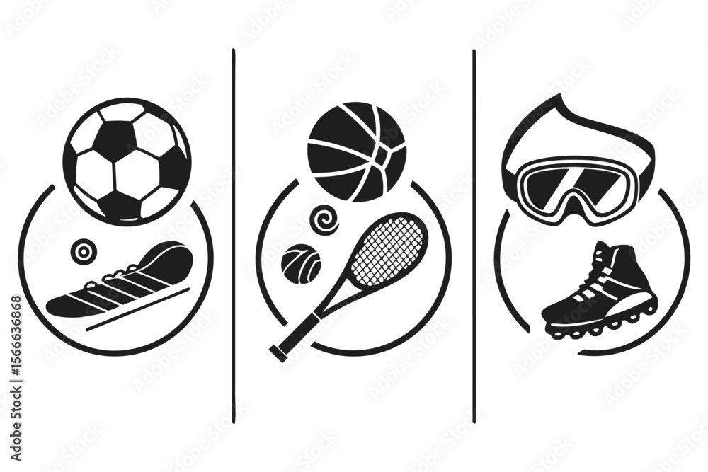 Naklejka premium sports-and-recreation-gear---black-icons-