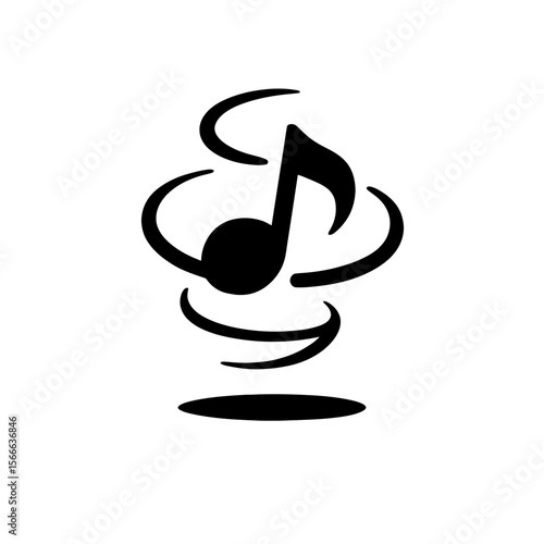very simple flat and single minimalist Spinning Note Spirit Silhouettes in black on a white background