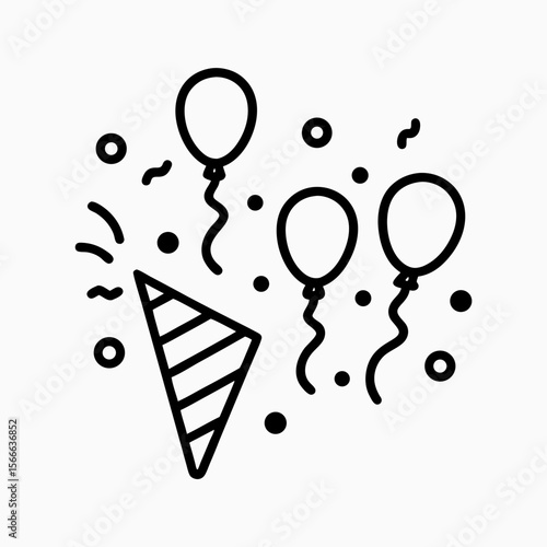 Party Celebration Elements with Balloons and Confetti for Event Planning, Social Media Content, Invitations, Festive Blogs, and Creative Design Projects  