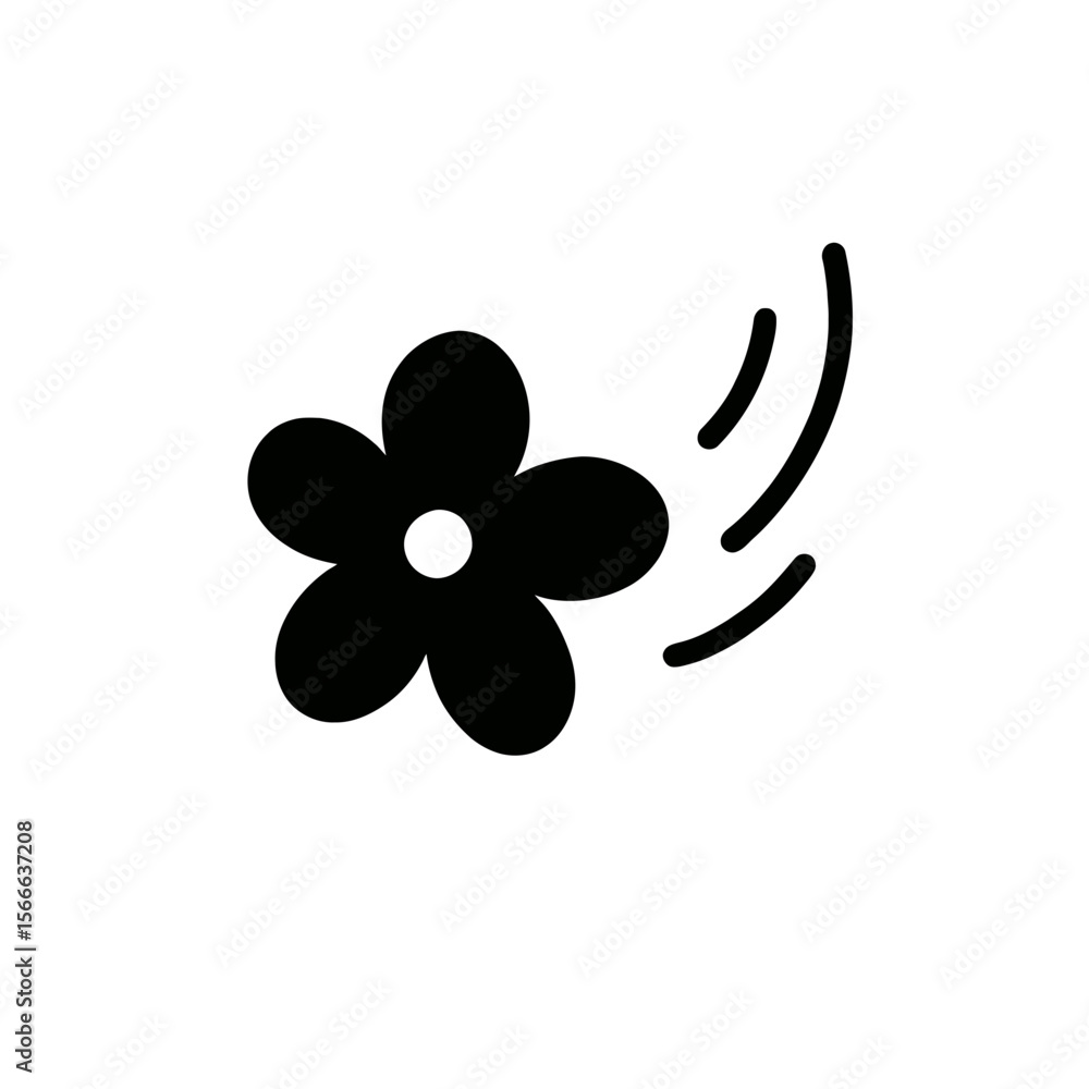 very simple flat and single minimalist Falling Flower Silhouettes in black on a white background very simple flat and single minimalist Falling Flower Silhouettes in black on a white background
