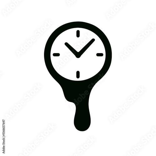 very simple flat and single minimalist Melting Clock Silhouettes in black on a white background