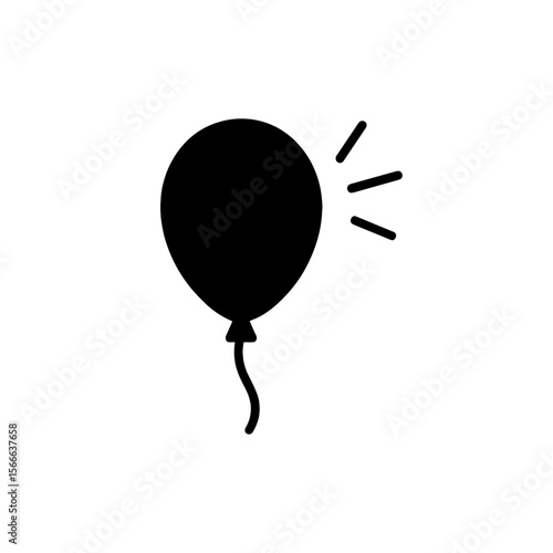 very simple flat and single minimalist Gleaming Balloon Step Silhouettes in black on a white background