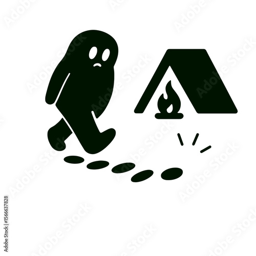 very simple flat and single minimalist Flickering Tent Step Silhouettes in black on a white background