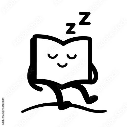 very simple flat and single minimalist Sleepy Book Spirit Silhouettes in black on a white background