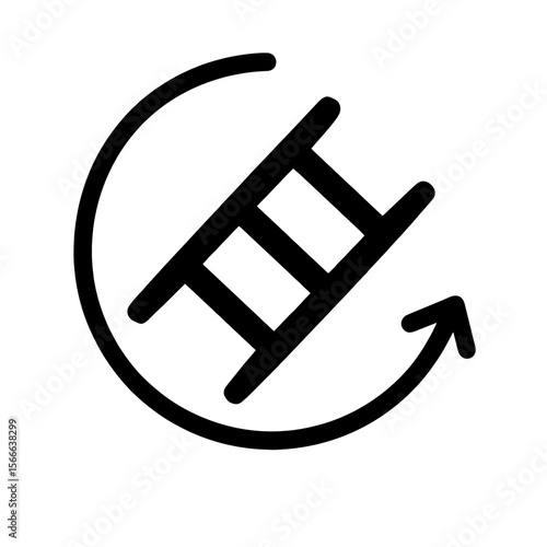 very simple flat and single minimalist Spinning Ladder Silhouettes in black on a white background