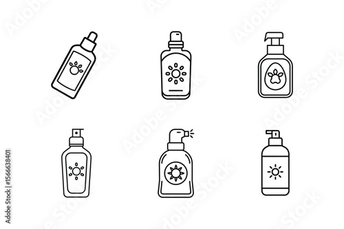 pet sunscreen bottle line art vector illustration