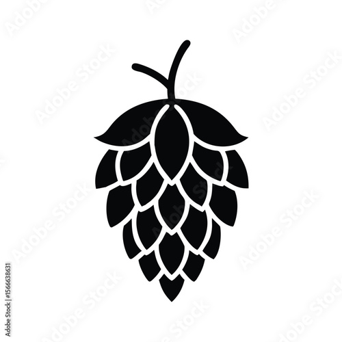 Black hop cone illustration white plant