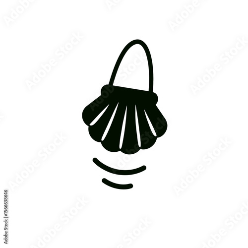 very simple flat and single minimalist Swinging Shell Silhouettes in black on a white background