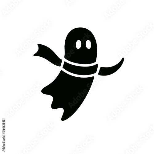 very simple flat and single minimalist Spinning Scarf Spirit Silhouettes in black on a white background