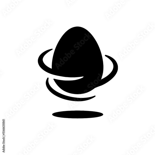 very simple flat and single minimalist Spinning Egg Silhouettes in black on a white background