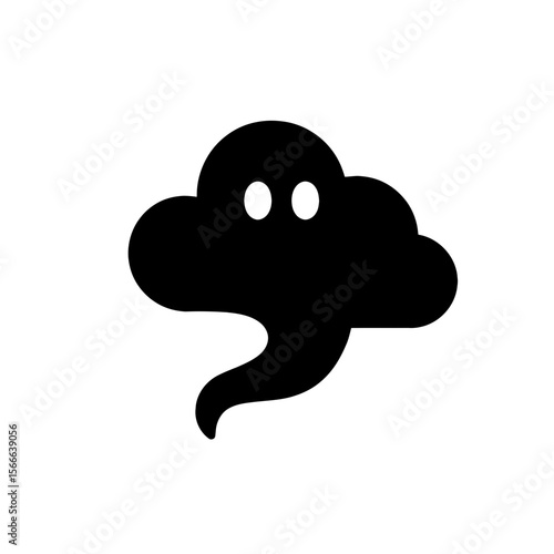 very simple flat and single minimalist Drifting Cloud Spirit Silhouettes in black on a white background