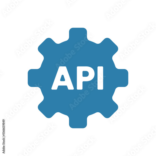 Depicts a gear icon with the letters API, perfect for technology, development, and web integration projects requiring a modern, clean visual.