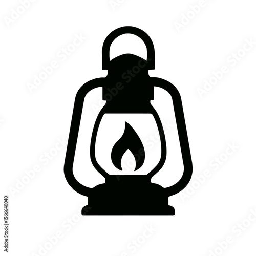 very simple flat and single minimalist Glowing Lantern Silhouettes in black on a white background
