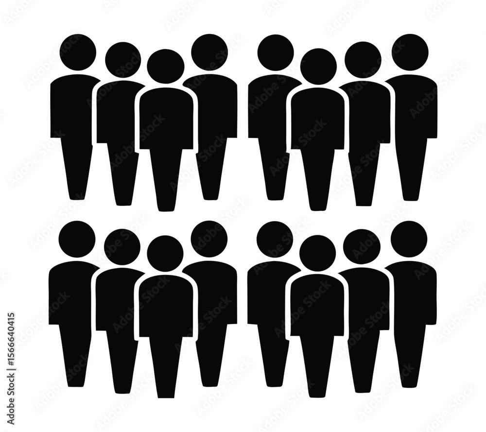  A modern graphic set for representing teamwork, management structure, and focus groups On White Background