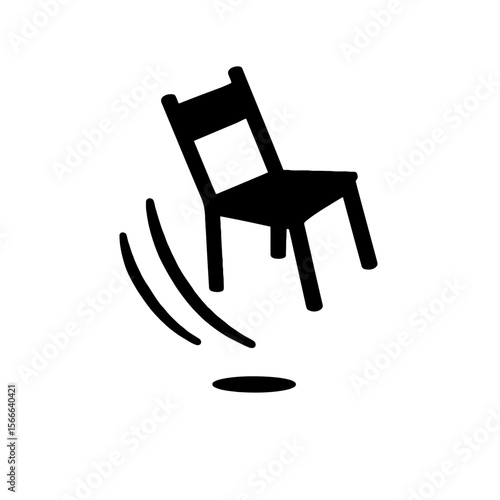 very simple flat and single minimalist Falling Chair Spirit Silhouettes in black on a white background