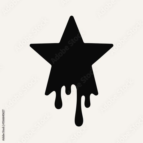 very simple flat and single minimalist Melting Star Silhouettes in black on a white background