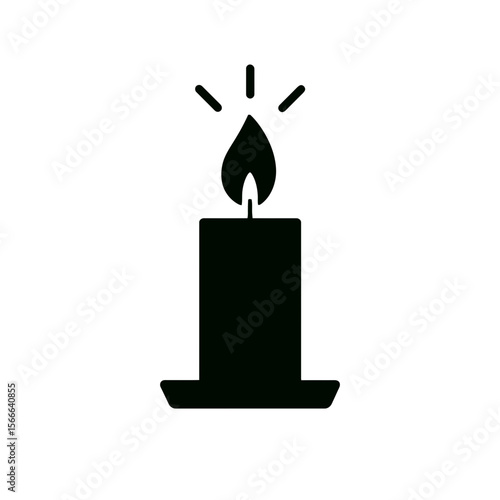 very simple flat and single minimalist Shining Candle Silhouettes in black on a white background