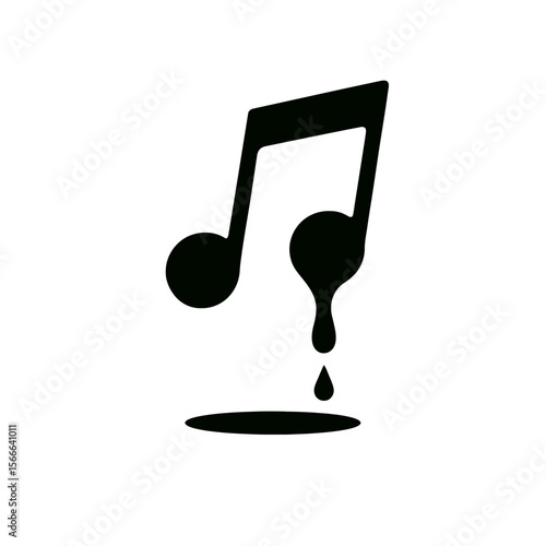 very simple flat and single minimalist Melting Note Silhouettes in black on a white background