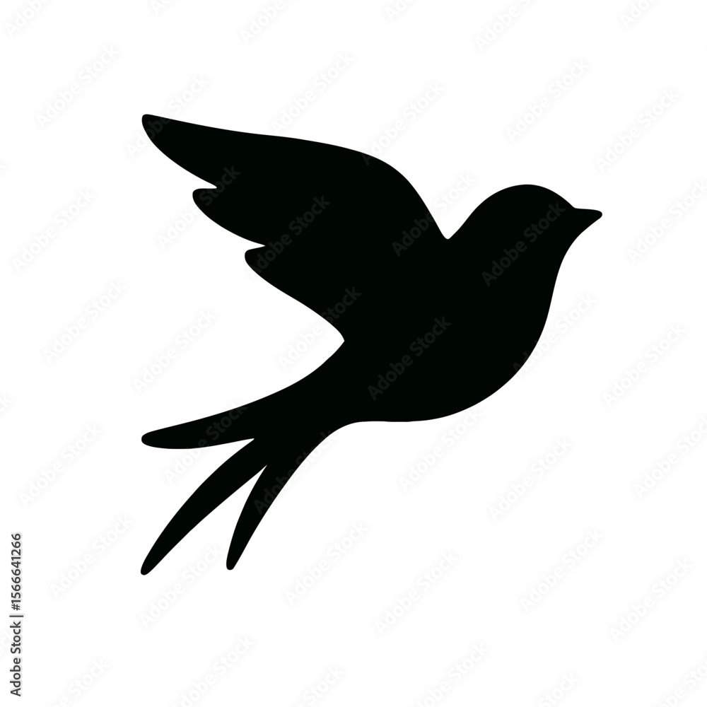 Obraz premium very simple flat and single minimalist Trailing Bird Silhouettes in black on a white background