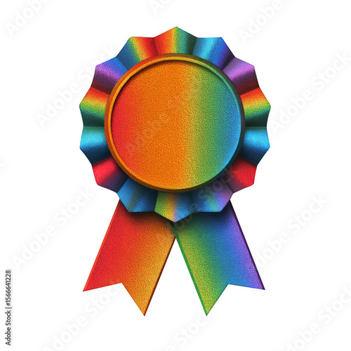 Colorful Rainbow Ribbon Badge for Promotions and Achievements