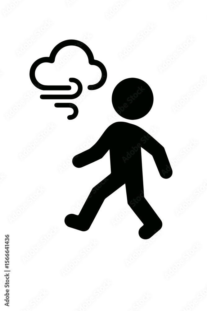 Fototapeta premium very simple flat and single minimalist Whispering Cloud Step Silhouettes in black on a white background