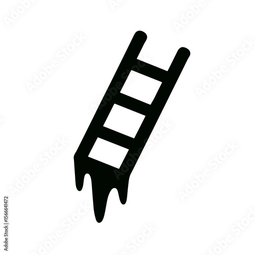 very simple flat and single minimalist Melting Ladder Silhouettes in black on a white background