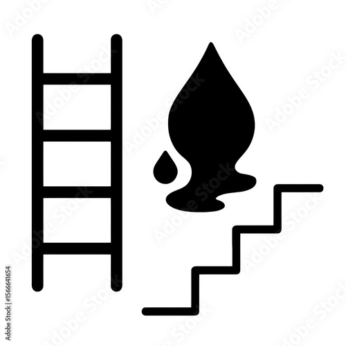 very simple flat and single minimalist Melting Ladder Step Silhouettes in black on a white background