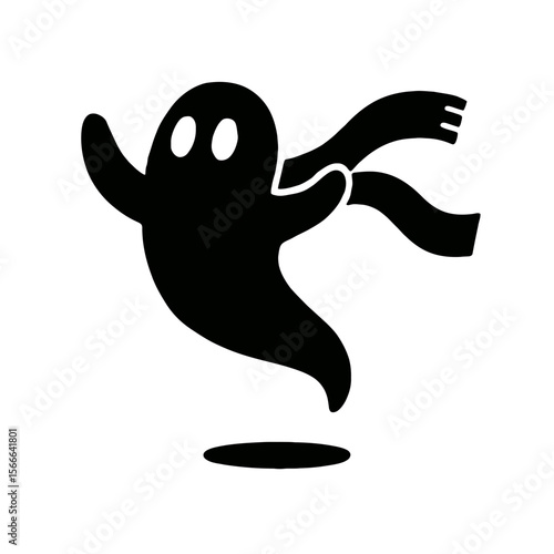 very simple flat and single minimalist Soaring Scarf Spirit Silhouettes in black on a white background