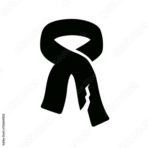 very simple flat and single minimalist Cracked Scarf Silhouettes in black on a white background