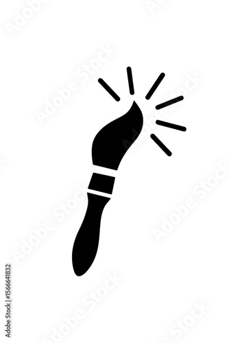 very simple flat and single minimalist Shining Brush Spirit Silhouettes in black on a white background