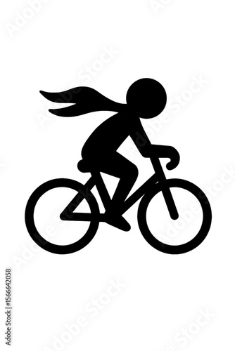 very simple flat and single minimalist Flowing Bicycle Step Silhouettes in black on a white background
