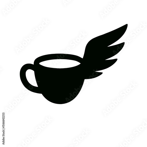 very simple flat and single minimalist Soaring Cup Spirit Silhouettes in black on a white background