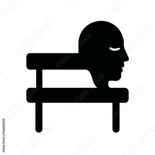 very simple flat and single minimalist Silent Bench Spirit Silhouettes in black on a white background