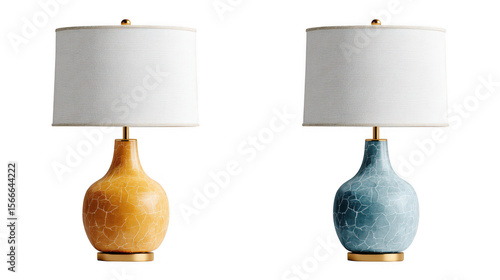 Pair of table lamps isolated on transparent background