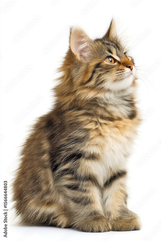 Fototapeta premium Cat Sitting Sideways with Head Turned Slightly in Profile View