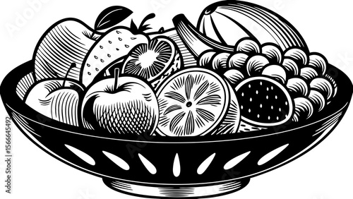 Colored Pencil Fresh Fruit Bowl Drawing