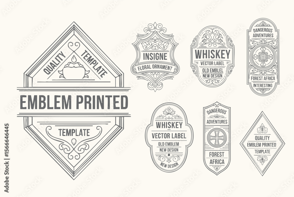 Obraz premium Vintage set retro cards. Template greeting card wedding invitation. Line calligraphic frames