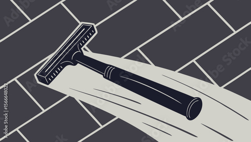 Floor cleaning with squeegee tool illustration for home maintenance and surface water removal concept