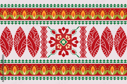 Colorful Indian Truck Art Pattern with Floral and Geometric Designs