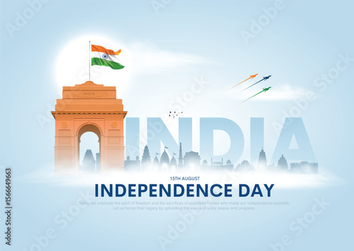 15th of August, Happy independence day of India. Creative vector illustration design.
