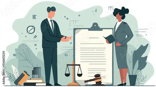 Two legal professionals discussing a document