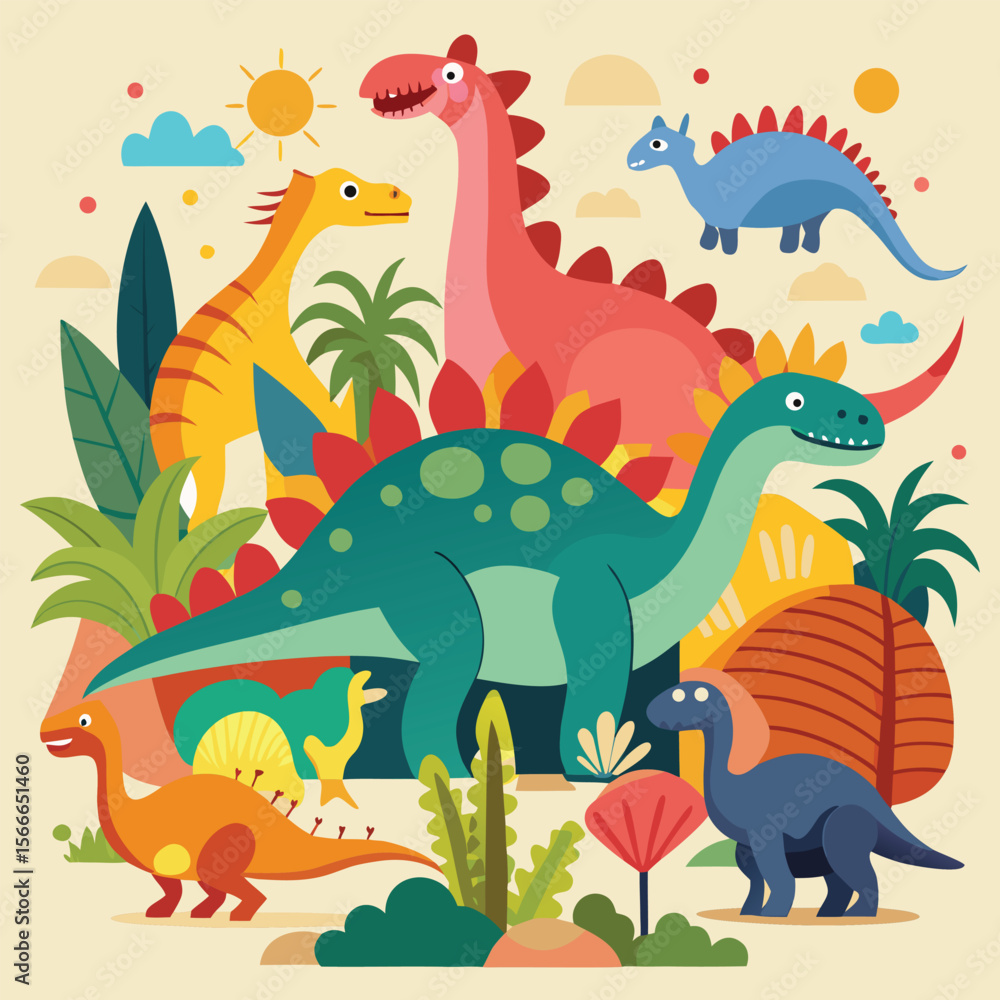 Fototapeta premium Colorful flat design illustration of various objects