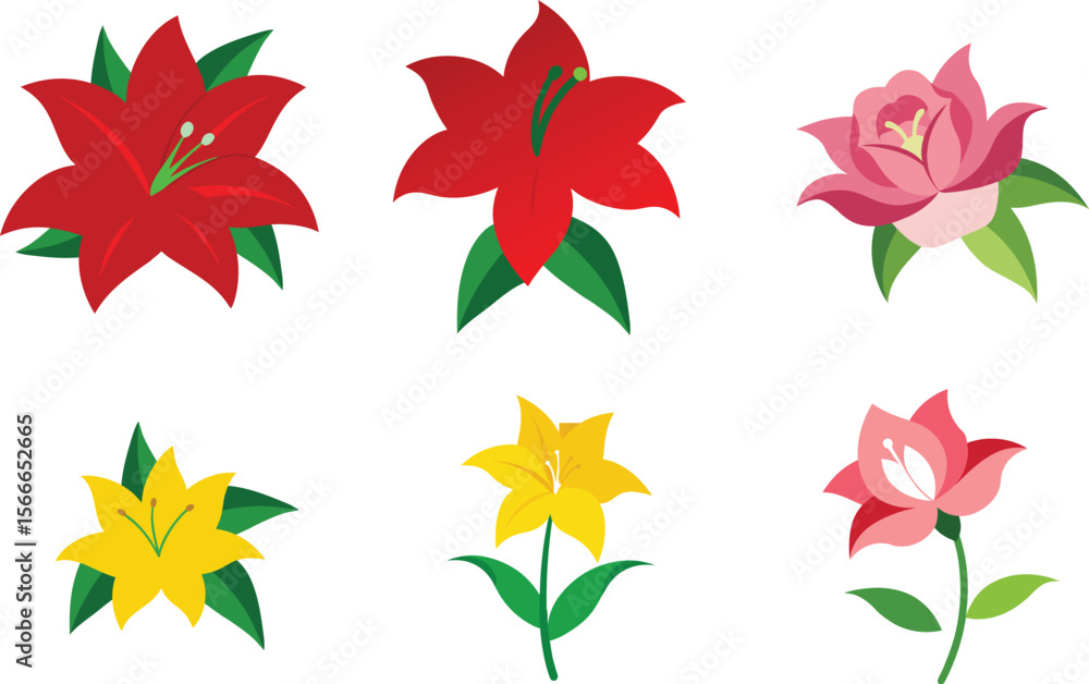 Fototapeta premium daylily flower vector in different colors