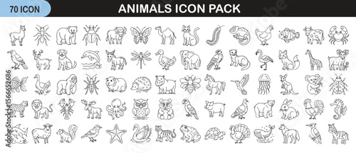 Cute Hand-Drawn Animal Icons for Designers - Vector pack of 70 hand-drawn animal icons including mammals, insects, birds, and sea creatures. Perfect for web, education, or apps.