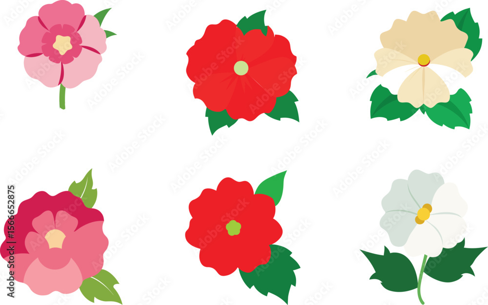 Naklejka premium hollyhock flower vector illustration