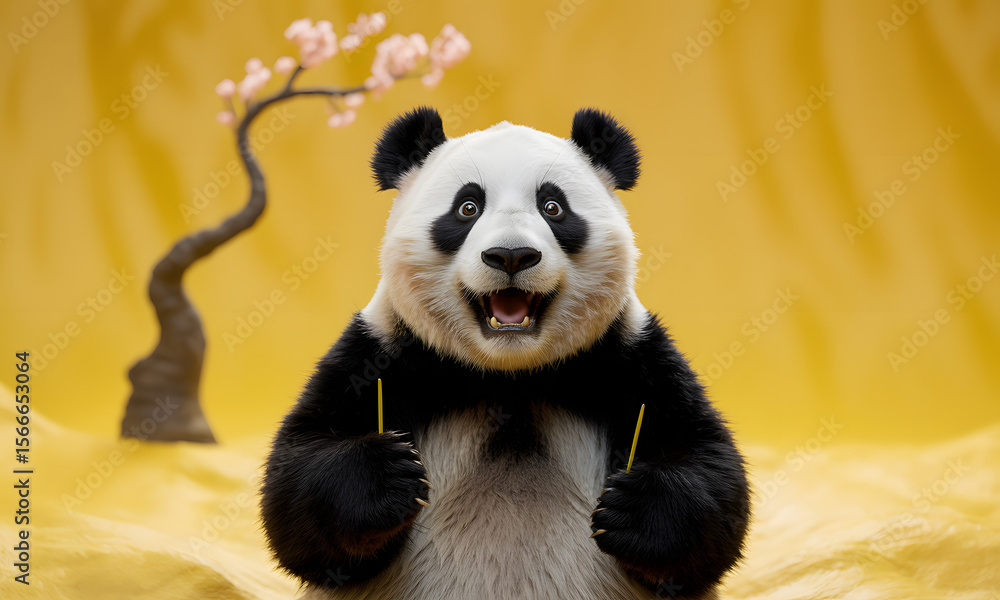 Fototapeta premium Happy panda studio portrait