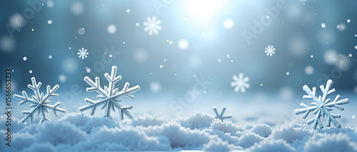 Hyperrealistic Macro Snowflake Pattern on Icy Blue and White Seamless Background