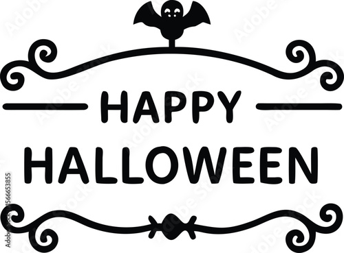 happy Halloween text and banner design and elements design  or ribbon set vector and illustration